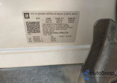 2020 Chevrolet Blazer Awd Rs z USA, uszkodzony, nr VIN 3GNKBKRS0LS681235